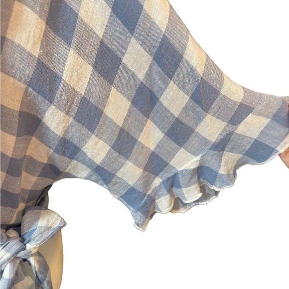 RAILS Athena Crop Wrap Gingham Blouse - blue & white, size small - Picture 6 of 15